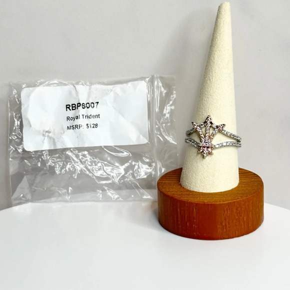 Bomb Party Atlantis Collection Royal Trident Rhodium Ring NWT Size 7 - Picture 2 of 4
